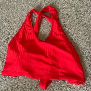Red tie back tank
